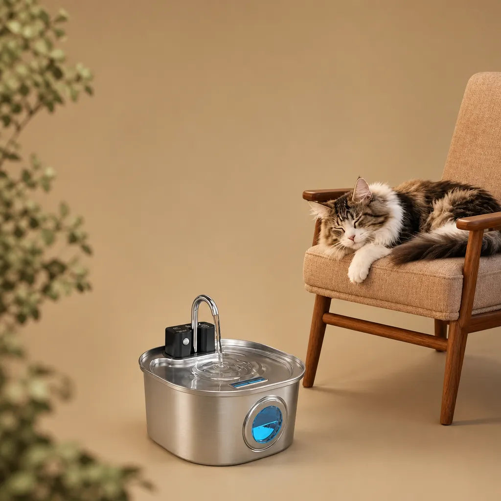 Fontaine à eau pour chien inox automatique - Capteur 3,2 L