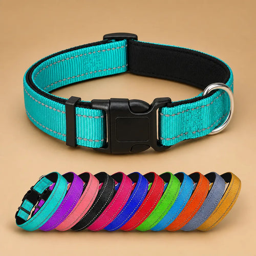 barkerry Collier chien réfléchissant - Nylon rembourré S à XL 14 coloris